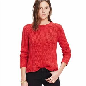 Madewell Hexcomb Texture Crew Neck High Low Hem Sweater Women’s Red Size M